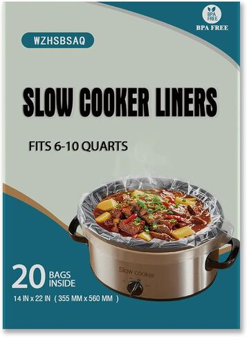 Slow Cooker Liners, 20-Pack Cooking BagsOversized Disposable Pot Liner Plastic Bags, Fits 6QT to 10QTFor Slow Cooker Cooking Tray, 14-Inch x 22-Inch, 20 Liners (20) in Saudi Arabia