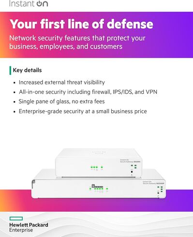 HPE Networking Instant On Secure Gateway SG2505P 5-Port 2.5G Smart-Managed Gateway with PoE, 2X 2.5GBase-T, 3X 1GBase-T, 60W PoE Class 4, US Cord (S0G34A#ABA) in Saudi Arabia
