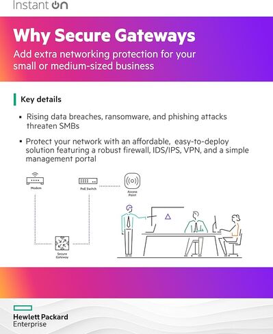 HPE Networking Instant On Secure Gateway SG2505P 5-Port 2.5G Smart-Managed Gateway with PoE, 2X 2.5GBase-T, 3X 1GBase-T, 60W PoE Class 4, US Cord (S0G34A#ABA) in Saudi Arabia