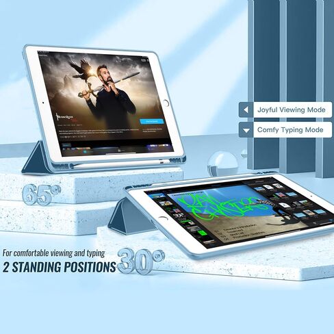 IPAD 9 CASE 2021/IPAD 8th Generation Case 2020 10.2 بوصة مع حامل القلم الرصاص ، قضية iPad 7th Gen 2019 مع ظهور شفاف واضح ، غلاف الاستيقاظ/النوم التلقائي (Clove Purple) in Saudi Arabia