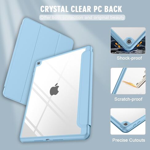 IPAD 9 CASE 2021/IPAD 8th Generation Case 2020 10.2 بوصة مع حامل القلم الرصاص ، قضية iPad 7th Gen 2019 مع ظهور شفاف واضح ، غلاف الاستيقاظ/النوم التلقائي (Clove Purple) in Saudi Arabia