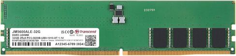Transcend 32GB DDR5 5600MHz (or 5200MHz or 4800MHz) UDIMM Desktop RAM, Compatible w/Intel & AMD Ryzen, Desktop PC Computer RAM Memory Upgrade Modules, On-die ECC PC5-44800, 2Rx8 CL46, 2Gx8 1.1V 288Pin in Saudi Arabia