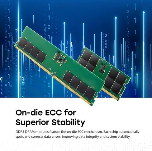 Transcend 32GB DDR5 5600MHz (or 5200MHz or 4800MHz) UDIMM Desktop RAM, Compatible w/Intel & AMD Ryzen, Desktop PC Computer RAM Memory Upgrade Modules, On-die ECC PC5-44800, 2Rx8 CL46, 2Gx8 1.1V 288Pin in Saudi Arabia