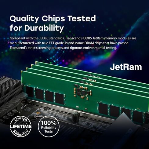 Transcend 32GB DDR5 5600MHz (or 5200MHz or 4800MHz) UDIMM Desktop RAM, Compatible w/Intel & AMD Ryzen, Desktop PC Computer RAM Memory Upgrade Modules, On-die ECC PC5-44800, 2Rx8 CL46, 2Gx8 1.1V 288Pin in Saudi Arabia