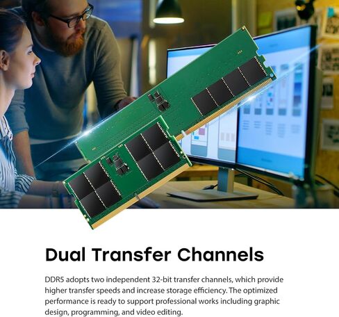 Transcend 32GB DDR5 5600MHz (أو 5200MHz أو 4800MHz) RAM UDIMM Desktop RAM ، متوافق مع Intel و AMD RYZEN ، وحدات ترقية ذاكرة CAMPTOP CAMPTOP ، 2GX8 1.1V 288PIN in Saudi Arabia