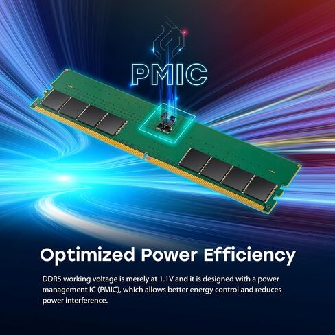 Transcend 32GB DDR5 5600MHz (أو 5200MHz أو 4800MHz) RAM UDIMM Desktop RAM ، متوافق مع Intel و AMD RYZEN ، وحدات ترقية ذاكرة CAMPTOP CAMPTOP ، 2GX8 1.1V 288PIN in Saudi Arabia