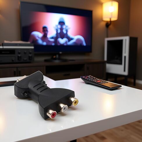 Black HDMI to 3-RCA AV Converter | Male to Female Adapter for TV, DVD & Home Audio | Plug-and-Play HDMI to RCA Solution in Saudi Arabia