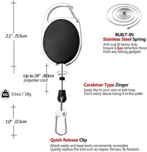 صيد صيد Zinger Retractor 5 قطع مع مشبك دوار 360 درجة لصيد الأسماك المشي لمسافات طويلة في الهواء الطلق الرياضة in Saudi Arabia