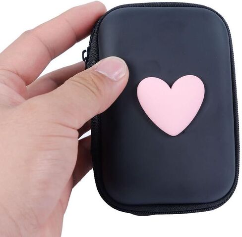 1pc Heart Pattern Eva Storage Bag, Earphone Bag, Coin Zipper Organizer Bag, Portable Small Travel Charger Carry Case in Saudi Arabia