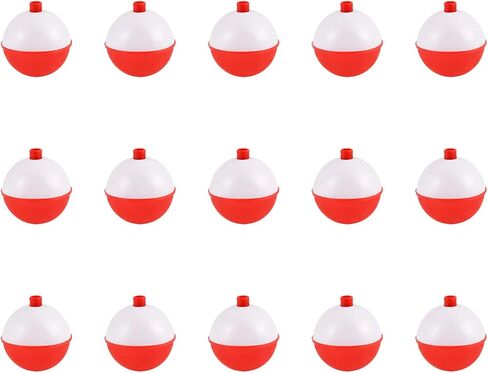 Coopay 15Pcs-50Pcs Fishing Bobbers Floats Set Snap on Float Red/White Push Button Round Buoy Fishing Tackle Accessories Size: 0.5/1/1.25/1.5/2 Inch in Saudi Arabia
