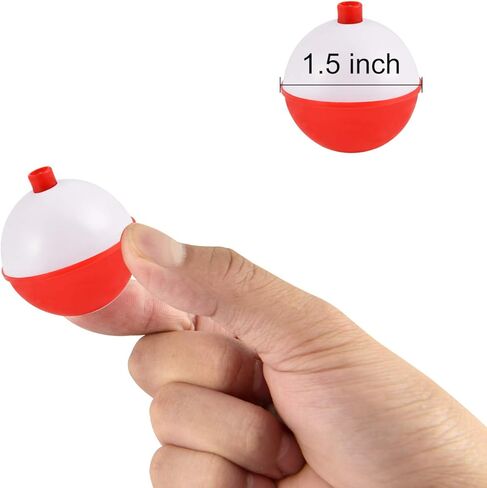 Coopay 15Pcs-50Pcs Fishing Bobbers Floats Set Snap on Float Red/White Push Button Round Buoy Fishing Tackle Accessories Size: 0.5/1/1.25/1.5/2 Inch in Saudi Arabia