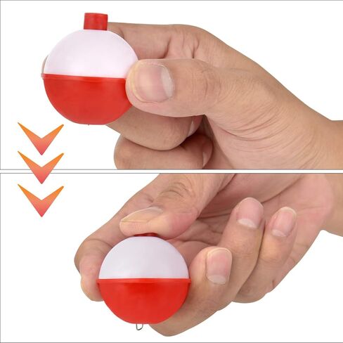 Coopay 15Pcs-50Pcs Fishing Bobbers Floats Set Snap on Float Red/White Push Button Round Buoy Fishing Tackle Accessories Size: 0.5/1/1.25/1.5/2 Inch in Saudi Arabia