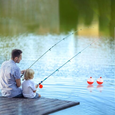 Coopay 15Pcs-50Pcs Fishing Bobbers Floats Set Snap on Float Red/White Push Button Round Buoy Fishing Tackle Accessories Size: 0.5/1/1.25/1.5/2 Inch in Saudi Arabia
