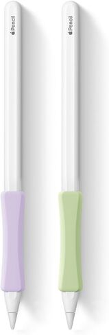 2-Pack Soft Silicone Grip for Apple Pencil (2nd Gen/USB-C) | iPad Pro 11/12.9 inch Protective Sleeve Cover | Anti-Slip Ergonomic Holder,White,Pink in Saudi Arabia