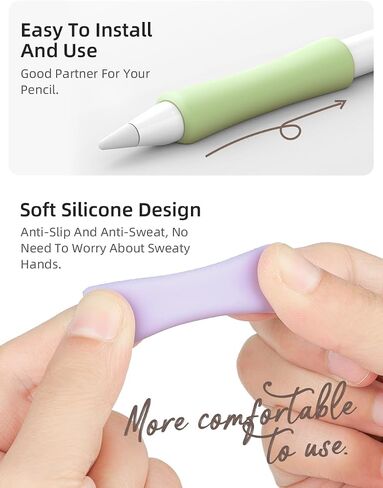 2-Pack Soft Silicone Grip for Apple Pencil (2nd Gen/USB-C) | iPad Pro 11/12.9 inch Protective Sleeve Cover | Anti-Slip Ergonomic Holder,White,Pink in Saudi Arabia