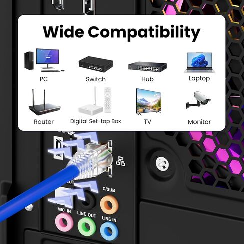 Cablegeeker RJ45 موصلات 100+100 حزمة - 100 مقابس CAT6 و 100 أحذية تخفيف السلالة (الأزرق) ، مقابس تجعيد إيثرنت القياسية ، نهايات مطلية بالذهب ل CAT5/CAT5E/CAT6 كابل Ethernet in Kuwait