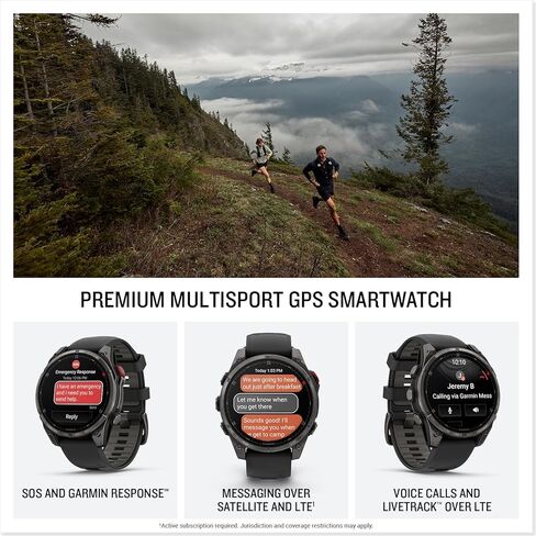Garmin fēnix® 8 Pro, 47mm, AMOLED Display, Premium Connected Multisport GPS Smartwatch, inReach® Technology, Sapphire, Carbon Gray DLC Titanium with Black/Pebble Gray Silicone Band in Saudi Arabia