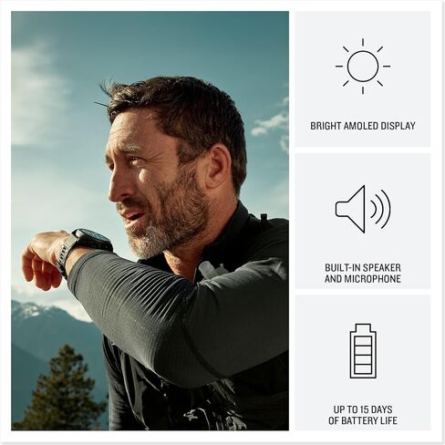 Garmin fēnix® 8 Pro, 47mm, AMOLED Display, Premium Connected Multisport GPS Smartwatch, inReach® Technology, Sapphire, Carbon Gray DLC Titanium with Black/Pebble Gray Silicone Band in Saudi Arabia