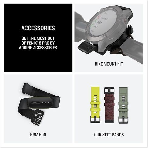 Garmin fēnix® 8 Pro, 47mm, AMOLED Display, Premium Connected Multisport GPS Smartwatch, inReach® Technology, Sapphire, Carbon Gray DLC Titanium with Black/Pebble Gray Silicone Band in Saudi Arabia