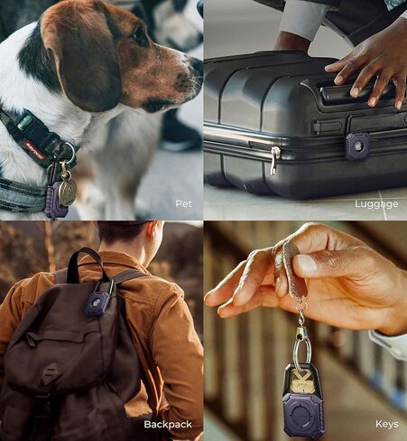 Dexnor for Apple AirTag Holder Air Tag Case with Carabiner & Locking Design, Shockproof Anti-Scratch TPU Cases Holders with Open Face & Raised Edge for AirTag Accessory for Keys, Pets, Luggage Black in Saudi Arabia