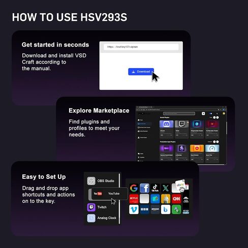 TreasLin VSDinside Stream Controller with 15 Customizable Macro Keypad to Trigger Actions in OBS Twitch YouTube for Content Creators Streaming Deck Compatible with PC & Mac HSV293S Black in Saudi Arabia