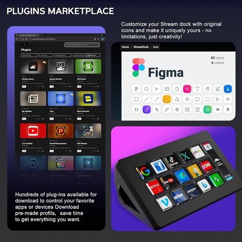 TreasLin VSDinside Stream Controller with 15 Customizable Macro Keypad to Trigger Actions in OBS Twitch YouTube for Content Creators Streaming Deck Compatible with PC & Mac HSV293S Black in Saudi Arabia