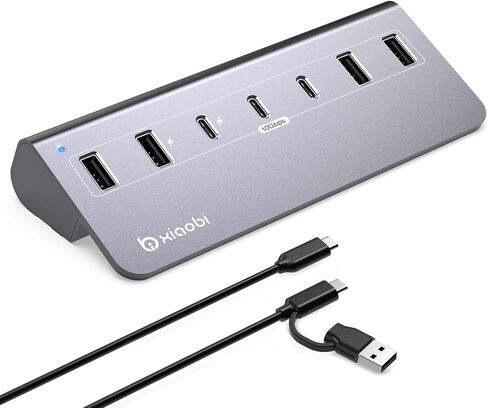 USB C HUB ، محور USB الذي يعمل بالطاقة مع محول طاقة 5V 3A ، 10 جيجابت في الثانية من مواقف USB مع 4 منافذ USB-A و 3 USB-C ، محول متعدد المنافذ من نوع C PORT AIR/PRO ، iPhone 16/15 ، الكمبيوتر المحمول وأكثر من ذلك in Kuwait