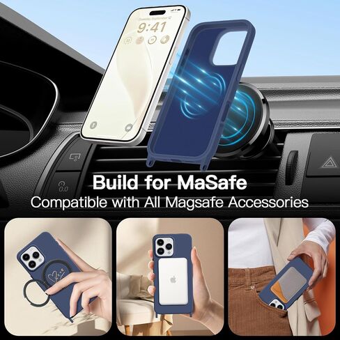 للحصول على علبة iPhone 15 Pro Max مع Lanyard [متوافق مع Magsafe] ، Crossbody Phone Case مع حزام الرقبة القابل للتعديل ، غطاء هاتف مغناطيسي لـ iPhone 15 Pro Max 6.7 '' Black in Kuwait