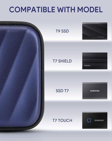 SSD Hard Case متوافق مع Samsung T9/T7 درع/T7 محرك SSD محرك USB 4TB ، 2 تيرابايت ، 1 تيرابايت ، حقيبة غلاف واقية للحمل المحمول سفر محمول (أسود) in Kuwait
