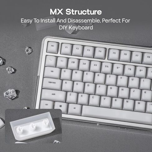 EPOMAKER AegisSil Keycap Set, Silicone Material, Cherry Profile, 113 Keys, 65%/75%/96%/Full Size, Custom Keyboard Keycaps Set for Cherry MX, Kailh, Outemu, Gateron Mechanical Gaming Keyboard (White) in Kuwait