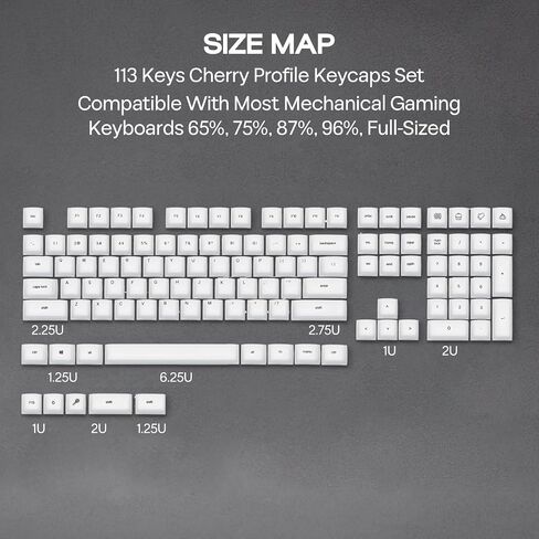 EPOMAKER AegisSil Keycap Set, Silicone Material, Cherry Profile, 113 Keys, 65%/75%/96%/Full Size, Custom Keyboard Keycaps Set for Cherry MX, Kailh, Outemu, Gateron Mechanical Gaming Keyboard (White) in Kuwait