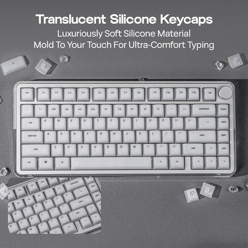 EPOMAKER AegisSil Keycap Set, Silicone Material, Cherry Profile, 113 Keys, 65%/75%/96%/Full Size, Custom Keyboard Keycaps Set for Cherry MX, Kailh, Outemu, Gateron Mechanical Gaming Keyboard (White) in Kuwait