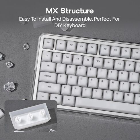 EPOMAKER AegisSil Keycap Set, Silicone Material, Cherry Profile, 113 Keys, 65%/75%/96%/Full Size, Custom Keyboard Keycaps Set for Cherry MX, Kailh, Outemu, Gateron Mechanical Gaming Keyboard (White) in Kuwait
