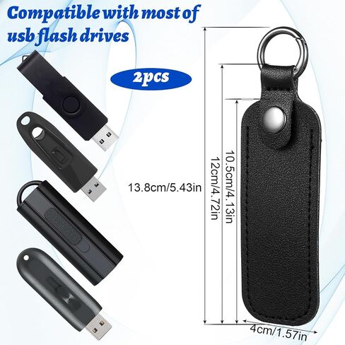 2 Pcs Leather USB Flash Drive Holder, Flash Thumb Drive Case, Portable Storage Carrying Case with Keychain Travel Key Chain in Saudi Arabia