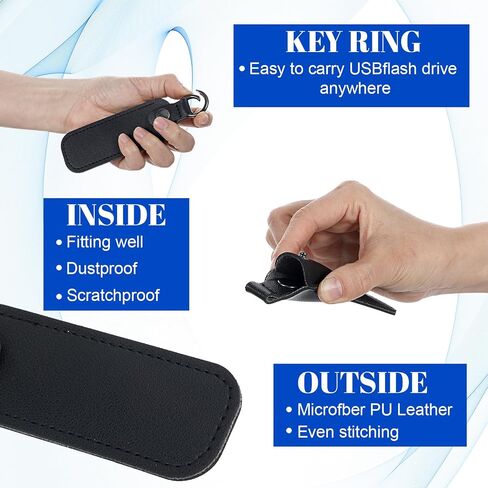 2 Pcs Leather USB Flash Drive Holder, Flash Thumb Drive Case, Portable Storage Carrying Case with Keychain Travel Key Chain in Saudi Arabia