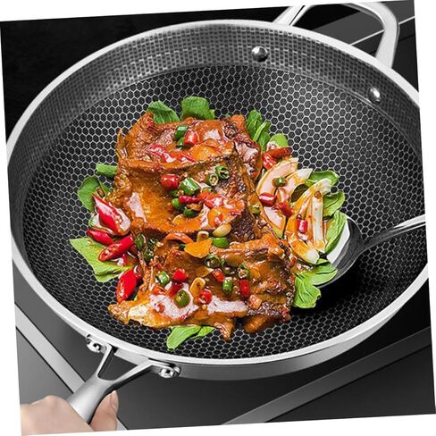 قابلة لإعادة الاستخدام من الفولاذ المقاوم للصدأ Fry Pan Pan متعددة الوظائف لاصقة الوعاء من أجل الغاز التعريفي والمواقد الكهربائية تصميم العسل لتصميم العسل لسهولة التحريك والتبخير in Kuwait