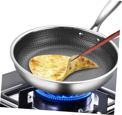قابلة لإعادة الاستخدام من الفولاذ المقاوم للصدأ Fry Pan Pan متعددة الوظائف لاصقة الوعاء من أجل الغاز التعريفي والمواقد الكهربائية تصميم العسل لتصميم العسل لسهولة التحريك والتبخير in Kuwait