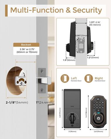 Keyless Entry Door Lock with 100 Codes - Electronic Keypad Deadbolt for Front Door - Electronic Door Lock with Anti Peeping Password - Touch Locking Auto Lock - Easy Install Zinc in Saudi Arabia