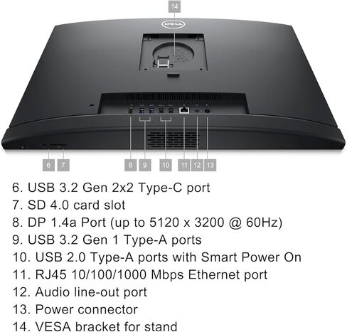 Dell Optiplex 7420 All in One Computer ، عرض 23.8 "FHD ، Intel Core I7-13700 ، ذاكرة وصول عشوائي 32 جيجا بايت ، 1 تيرابايت NVME SSD ، كاميرا ويب ، DisplayPort ، HDMI ، SD-Card ، USB C ، AX Wi-Fi ، BT-Windows 11 Pro in Kuwait