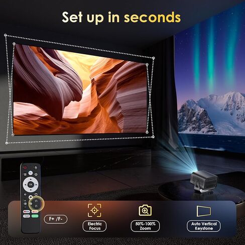 جهاز عرض صغير مع WiFi و Bluetooth و Electric Focus & Vertical Keystone ، ودعم 1080 بكسل HD 4K ، وجهاز عرض ذكي مع تطبيقات بث مدمجة ، وجهاز عرض محمول للفيلم الخارجي والمنزل in Kuwait