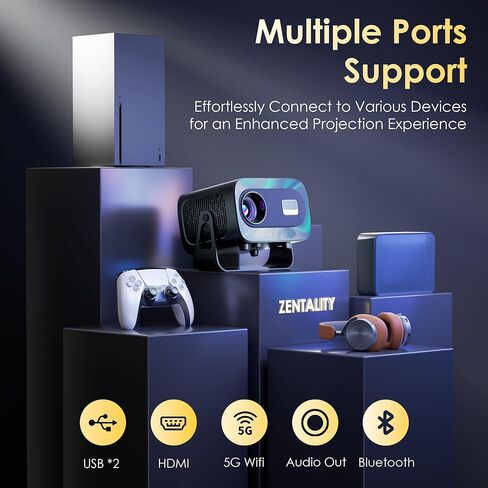 جهاز عرض صغير مع WiFi و Bluetooth و Electric Focus & Vertical Keystone ، ودعم 1080 بكسل HD 4K ، وجهاز عرض ذكي مع تطبيقات بث مدمجة ، وجهاز عرض محمول للفيلم الخارجي والمنزل in Kuwait