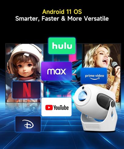 【Electric Focus】Projector with WiFi 6 and Bluetooth 5.0, Mini Portable Native 720P with 4K Support, Smart Proyector Built in Android 11, Auto Vertical Keystone, Home Movie Projectors for Outdoor in Kuwait