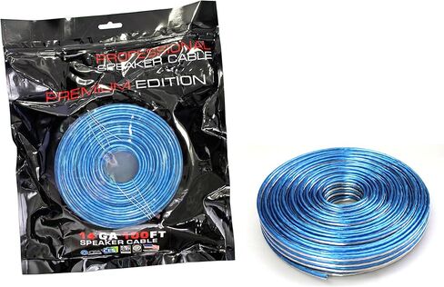 Absolute USA SWT14B100 Professional Premium Speaker Wire 14 Ga 100ft - Clear Blue/White in Saudi Arabia