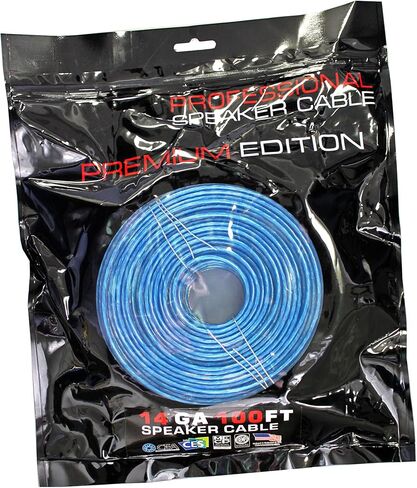 Absolute USA SWT14B100 Professional Premium Speaker Wire 14 Ga 100ft - Clear Blue/White in Saudi Arabia