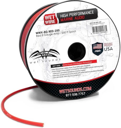 حمراء صقيع 8ga سلك الرطب | Red Frost 8 Gauge Amp Wire - 250 ft spool in Saudi Arabia