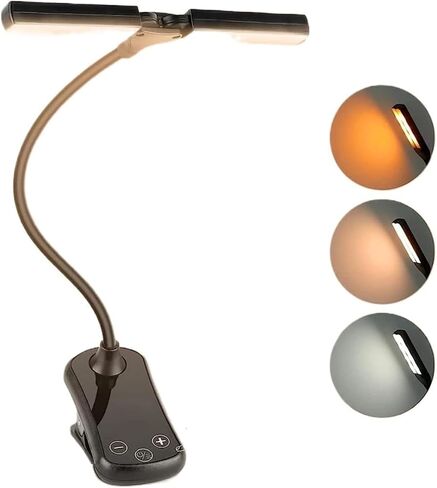 LED Clip On Book Light 3 Colors 8 Brightness USB Rechargeable Night Light Portable Reading Book Lamp Mini Desk Lamp(Black) in Saudi Arabia