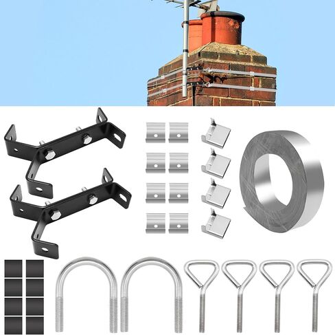 Chimney Antenna Mount with 49ft Galvanized Steel Strip and Accessories, Y-Type Chimney Antenna Mounting Kit for Chimney in Saudi Arabia