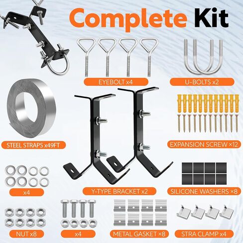 Chimney Antenna Mount with 49ft Galvanized Steel Strip and Accessories, Y-Type Chimney Antenna Mounting Kit for Chimney in Saudi Arabia