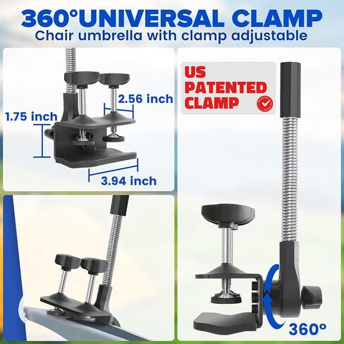 Beach Umbrella,2PACK 48.7inch Chair Umbrella with Clamp adjustable 360°,UV Protection Large Camping Chair Umbrellas for Camping chair, Glof Cart,Table(Chair,Table not include) in Kuwait
