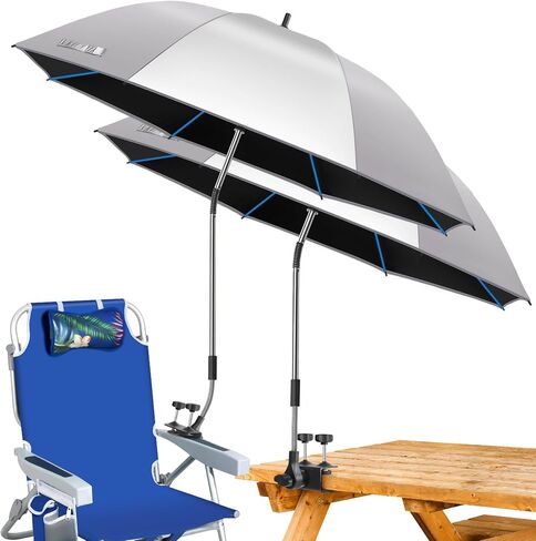 Beach Umbrella,2PACK 48.7inch Chair Umbrella with Clamp adjustable 360°,UV Protection Large Camping Chair Umbrellas for Camping chair, Glof Cart,Table(Chair,Table not include) in Kuwait